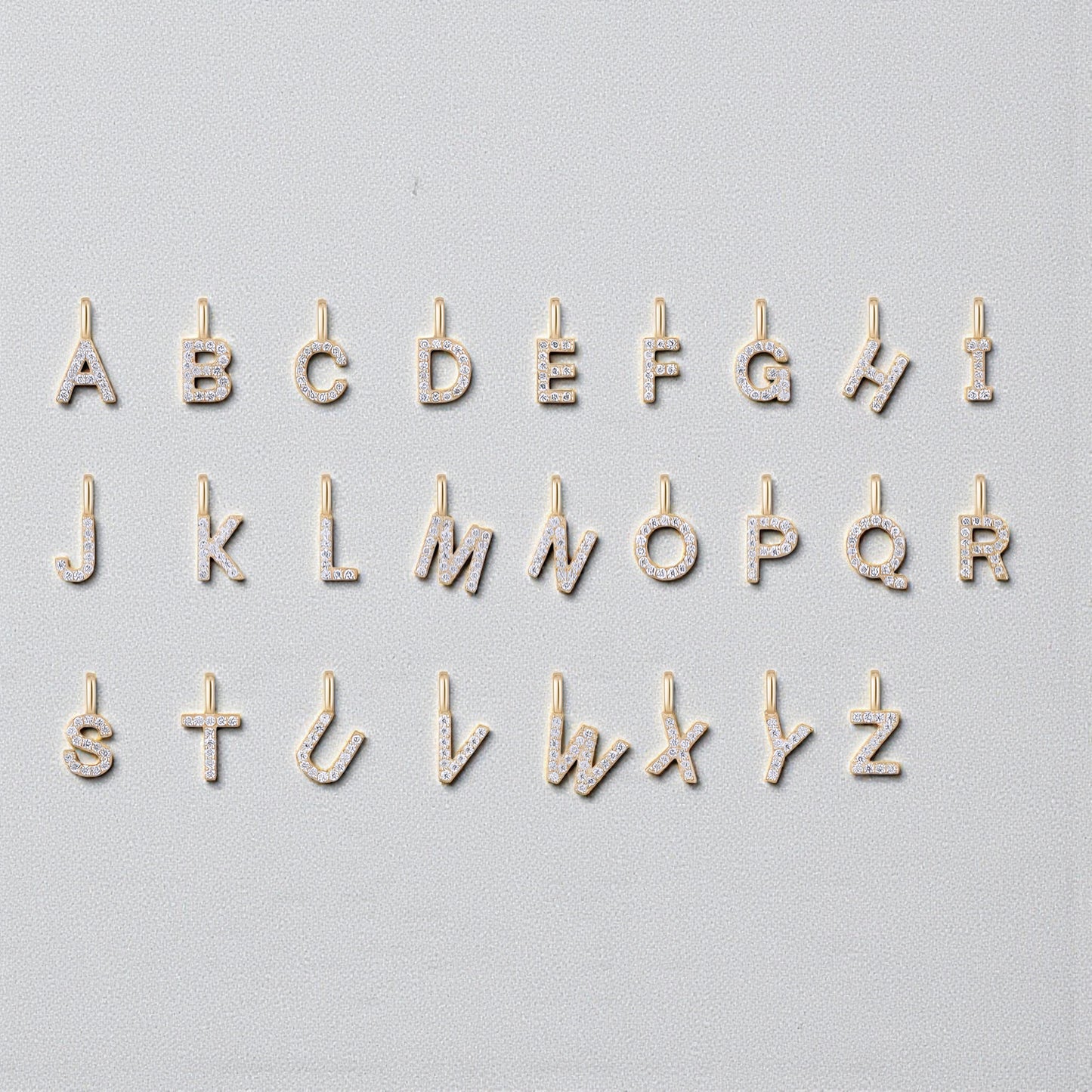 9K Gold Minimal Dainty 26 alphabet Zircon Letter Name Small Initial Pendant D.I.Y Charm