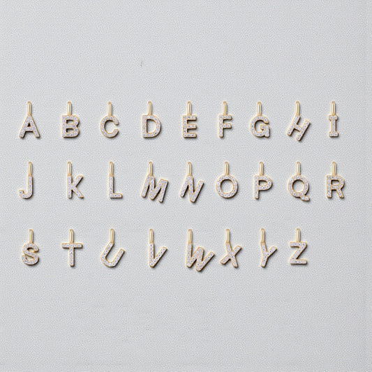 9K Gold Minimal Dainty 26 alphabet Zircon Letter Name Small Initial Pendant D.I.Y Charm