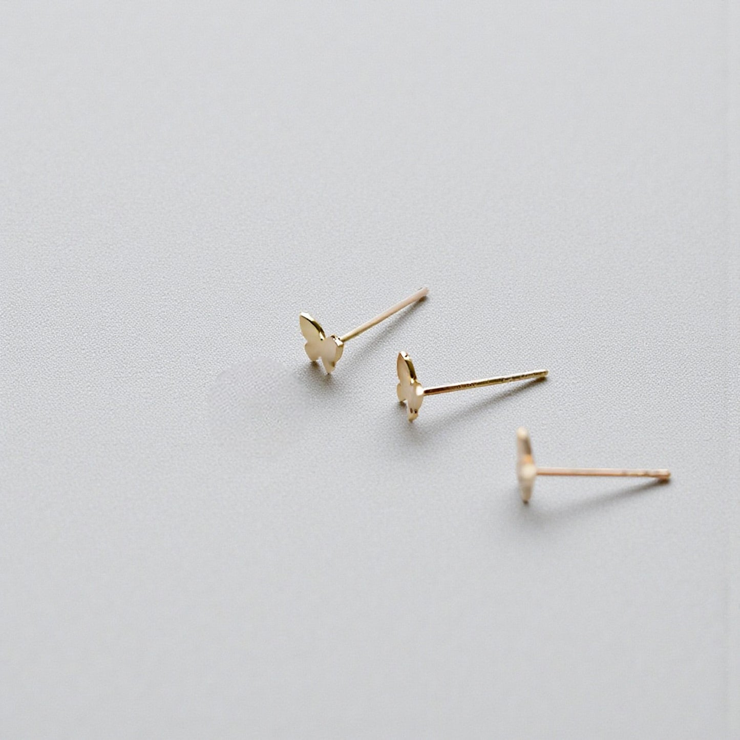 14k Gold Simple Minimal Butterfly Dainty Stud Earrings