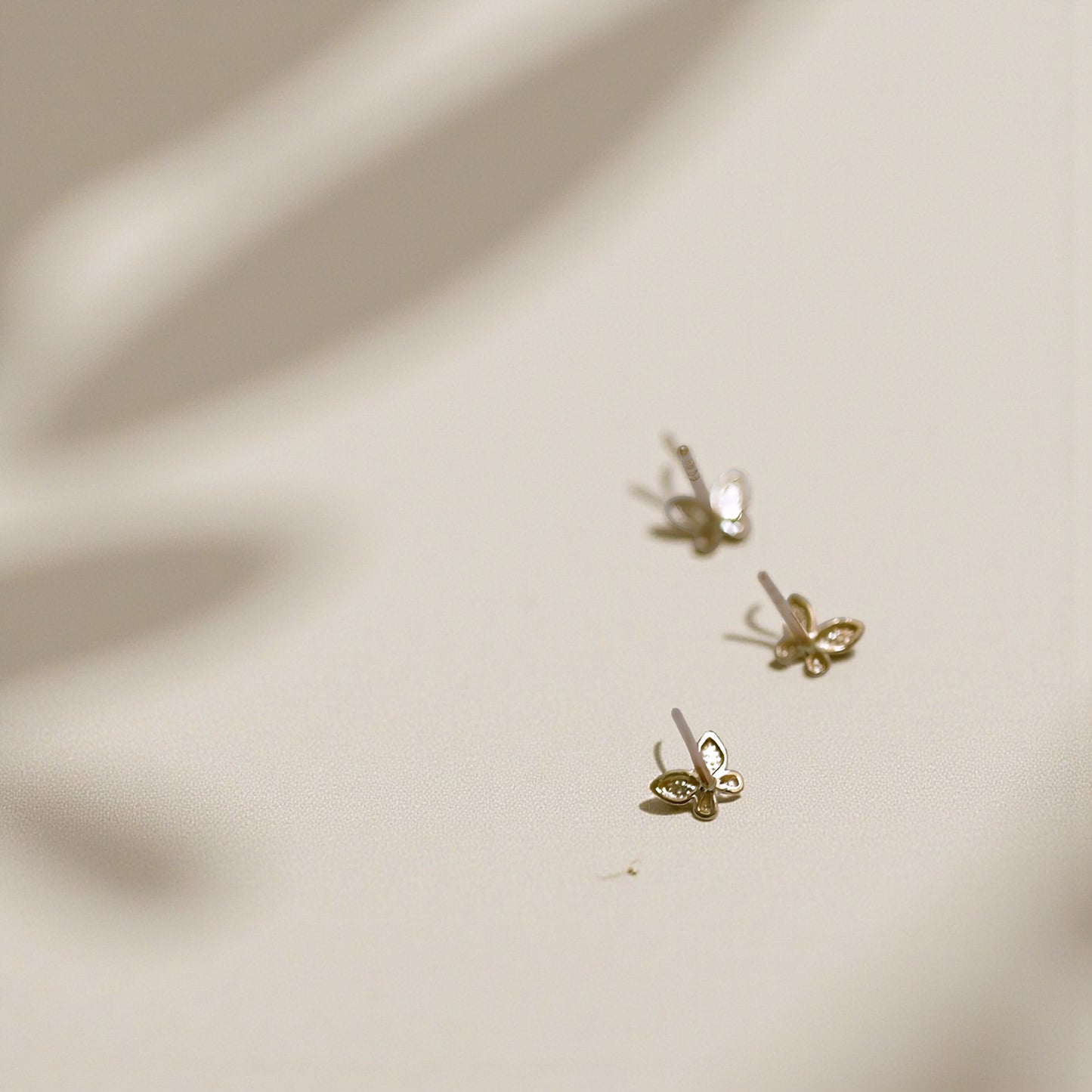 14k Gold Simple Minimal Butterfly Dainty Stud Earrings