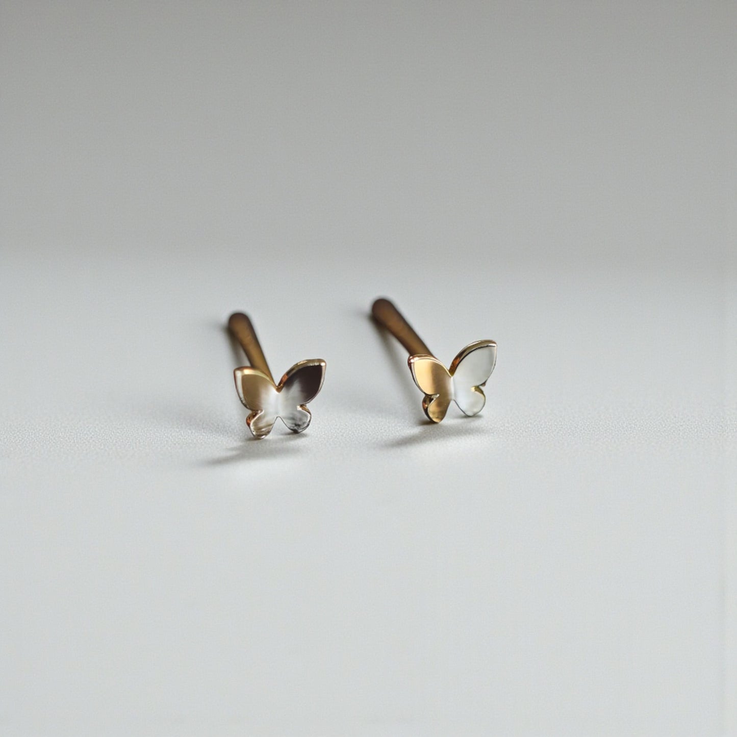 14k Gold Simple Minimal Butterfly Dainty Stud Earrings