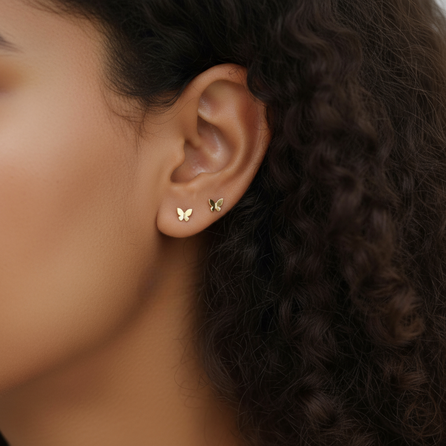 14k Gold Simple Minimal Butterfly Dainty Stud Earrings