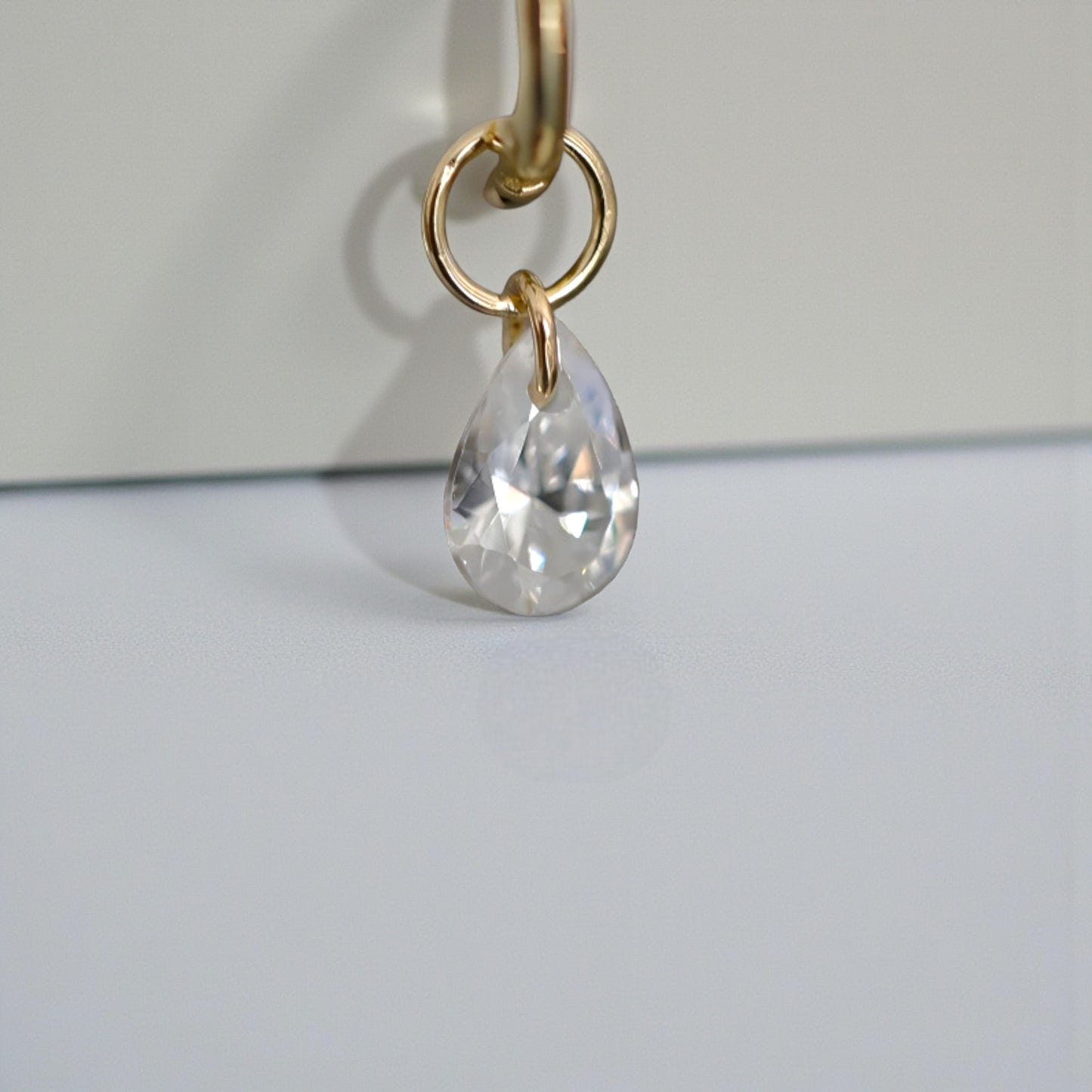 14K Gold Minimal Dainty Delicate Teardrop D.I.Y Charm Pendant