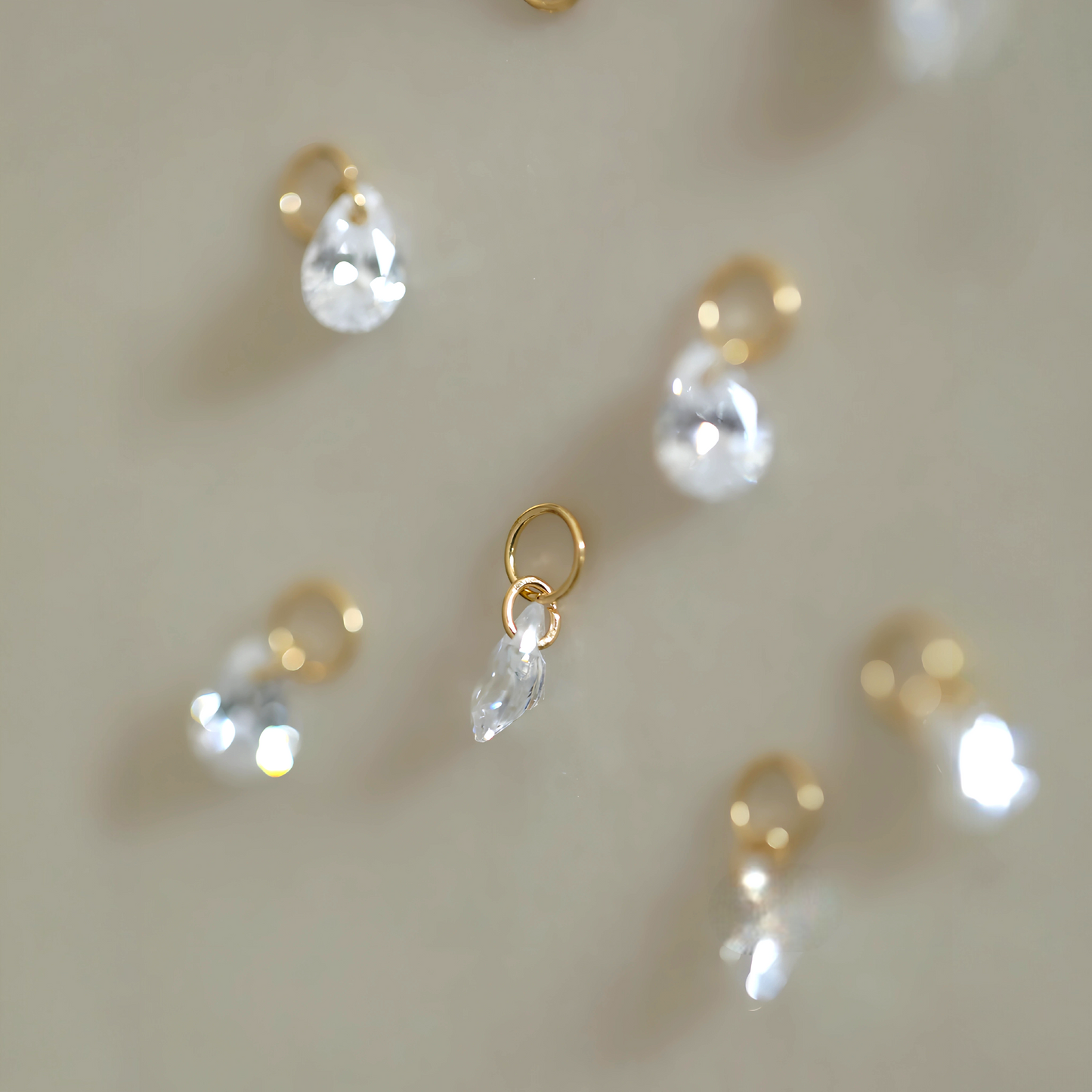 14K Gold Minimal Dainty Delicate Teardrop D.I.Y Charm Pendant