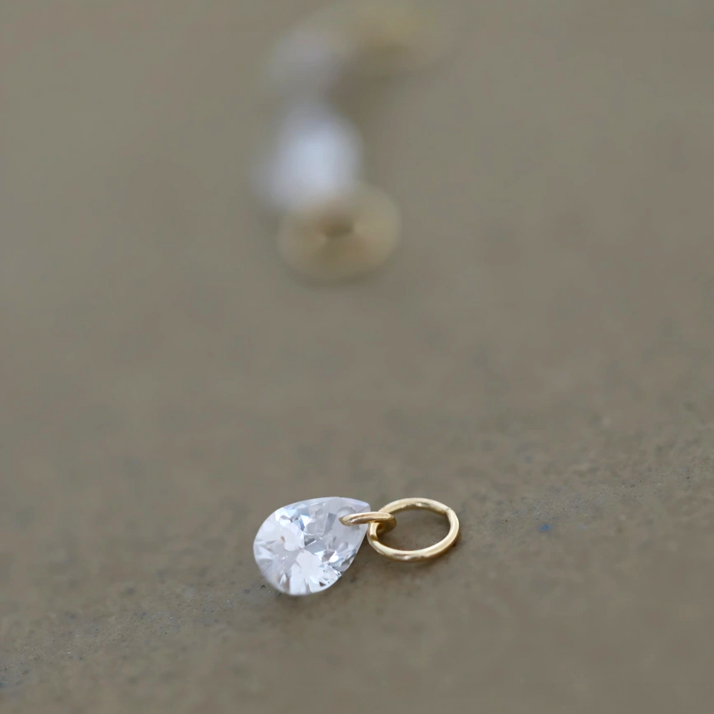 14K Gold Minimal Dainty Delicate Teardrop D.I.Y Charm Pendant