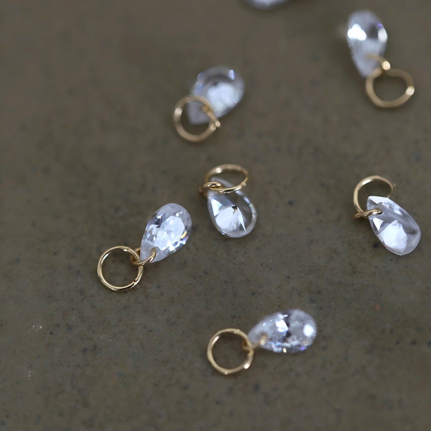 14K Gold Minimal Dainty Delicate Teardrop D.I.Y Charm Pendant