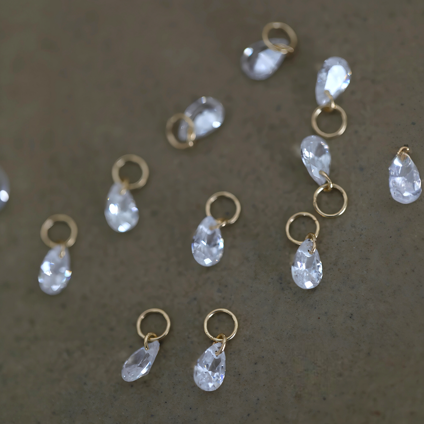 14K Gold Minimal Dainty Delicate Teardrop D.I.Y Charm Pendant