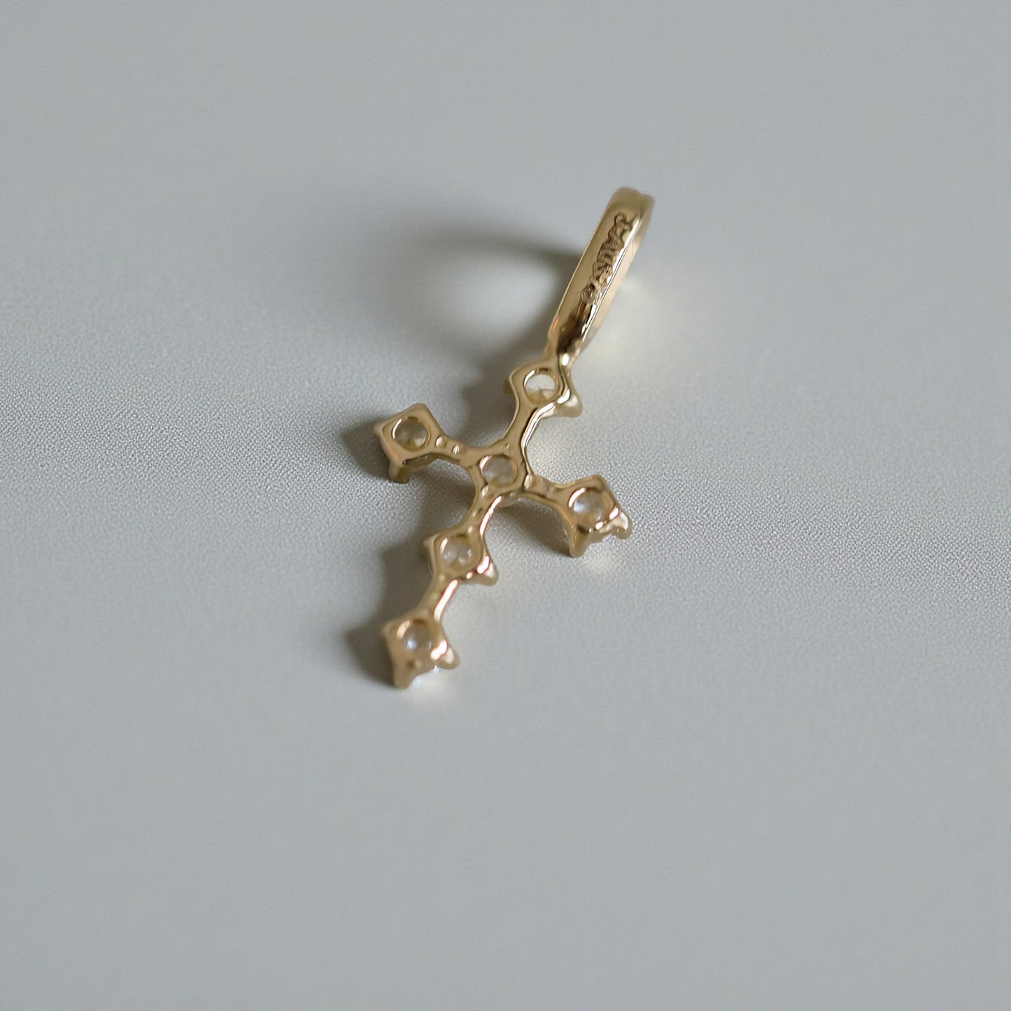 9K Gold Minimal Dainty Zircon Cross Pendant D.I.Y Charm