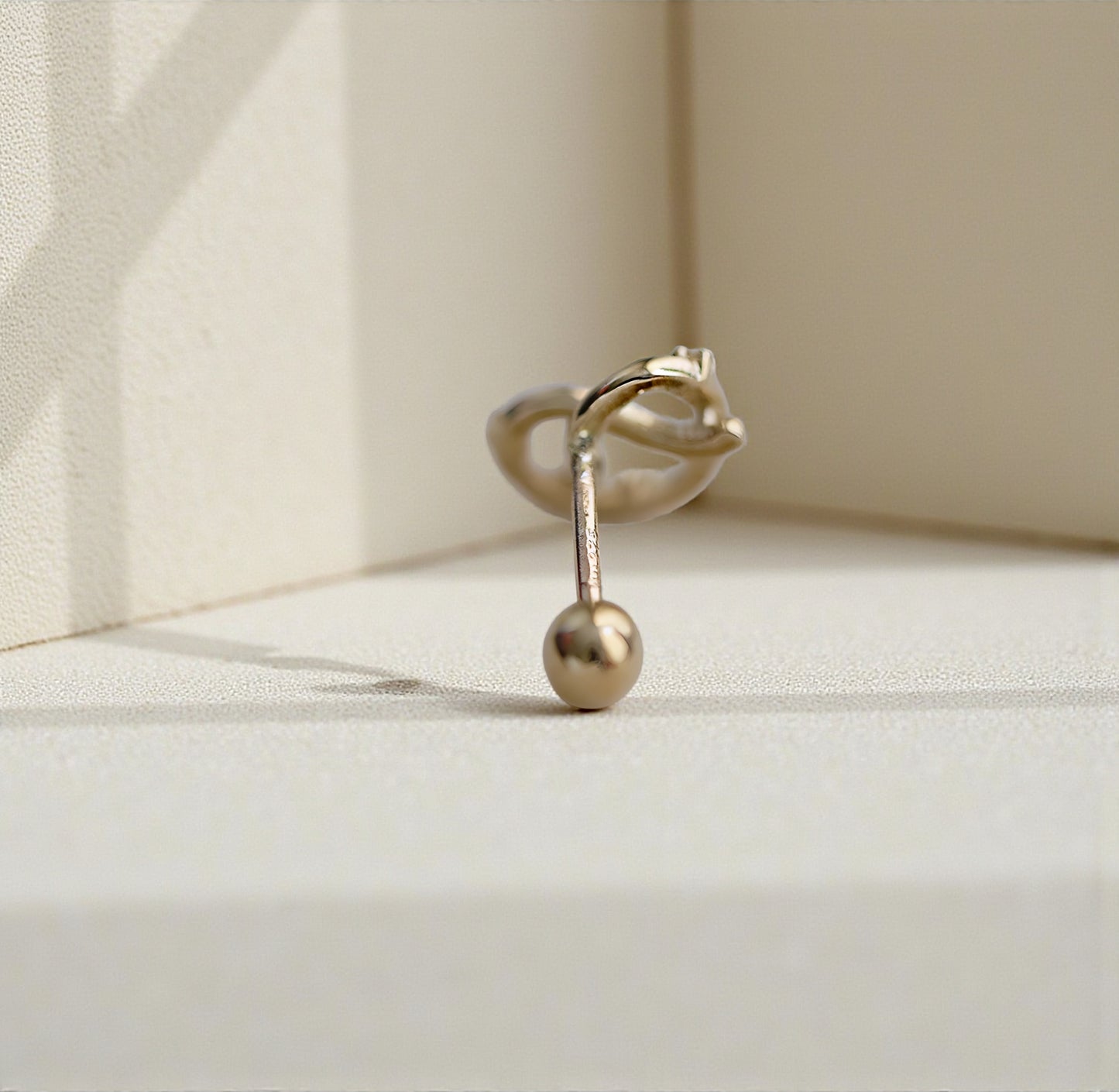 9k Gold Simple Minimal Dainty Lucky Cute Zircon Pretzel Screw Earrings