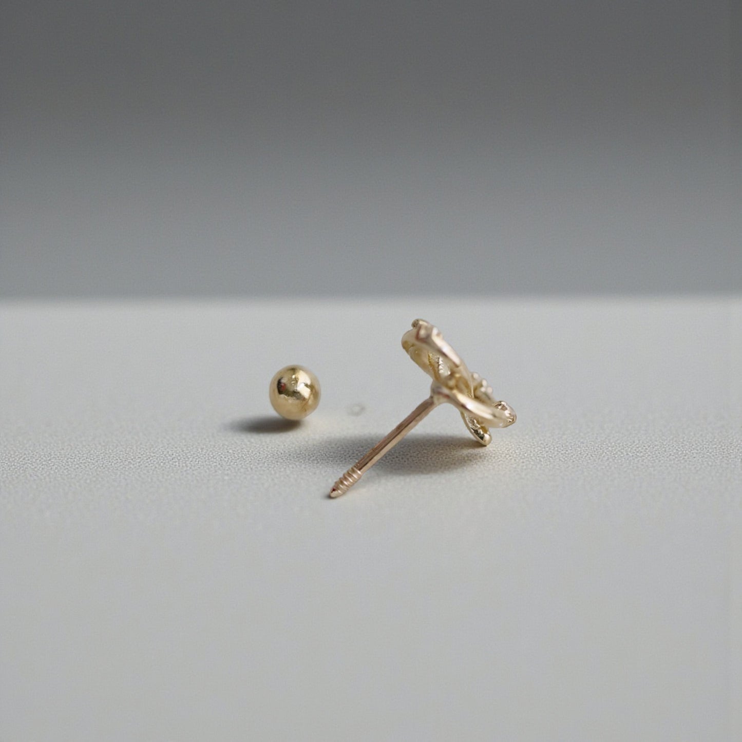9k Gold Simple Minimal Dainty Lucky Cute Zircon Pretzel Screw Earrings