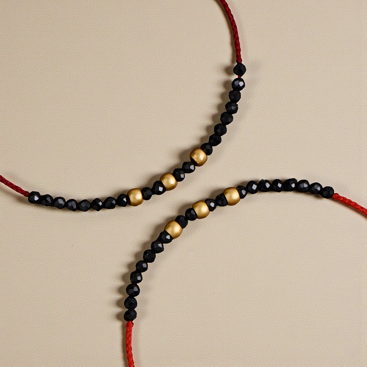 24k Solid 999 Gold Lucky Spinel Beads Extra-Fine Rope Braided Bracelet and Anklet