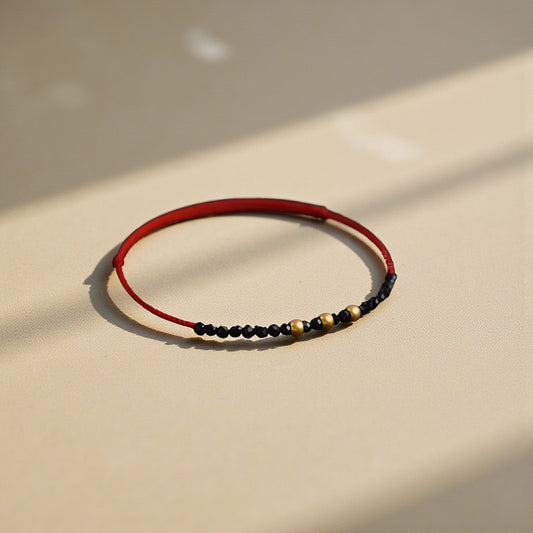 24k Solid 999 Gold Lucky Spinel Beads Extra-Fine Rope Braided Bracelet and Anklet