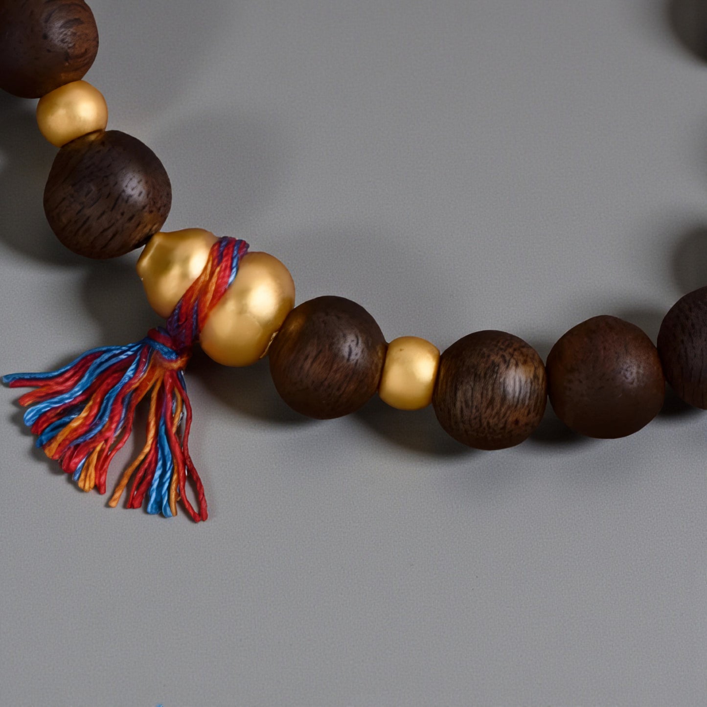 24k Solid 999 Gold Lucky Gourd Beads Natural wood Bracelet For Men and Women