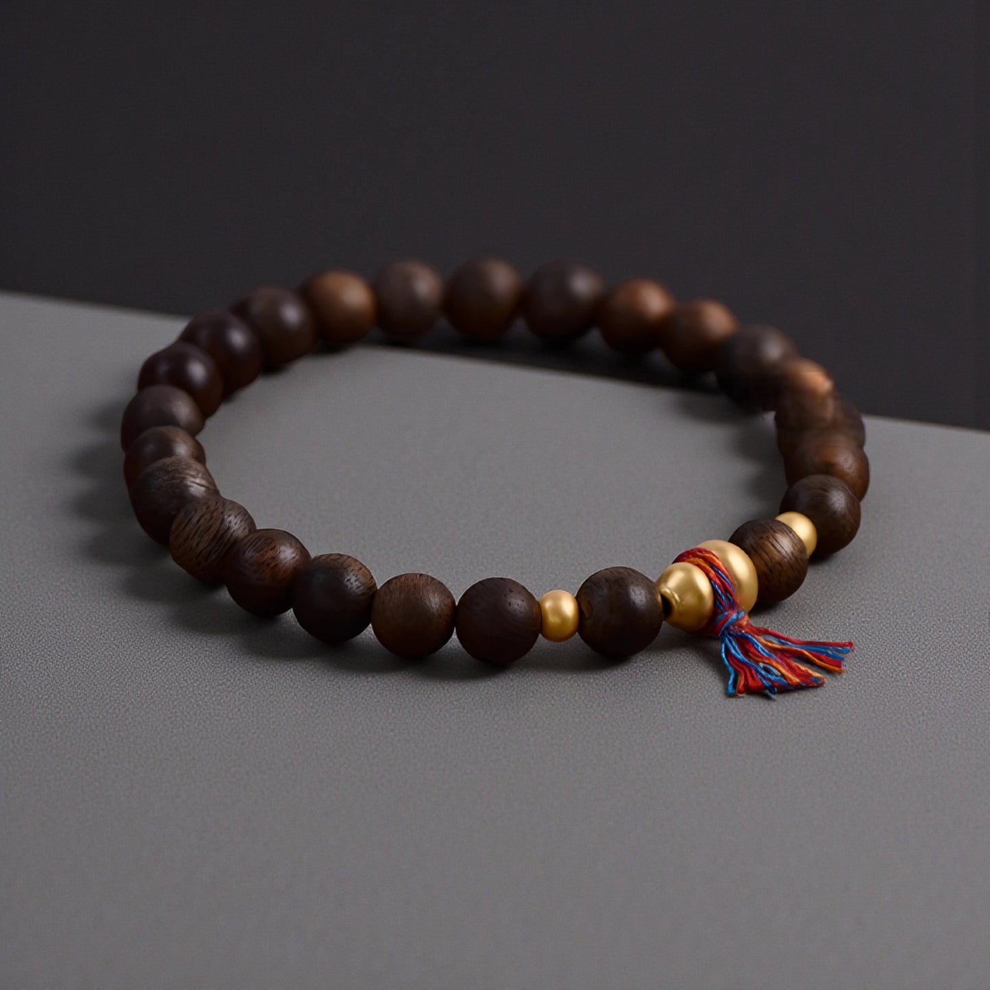 24k Solid 999 Gold Lucky Gourd Beads Natural wood Bracelet For Men and Women