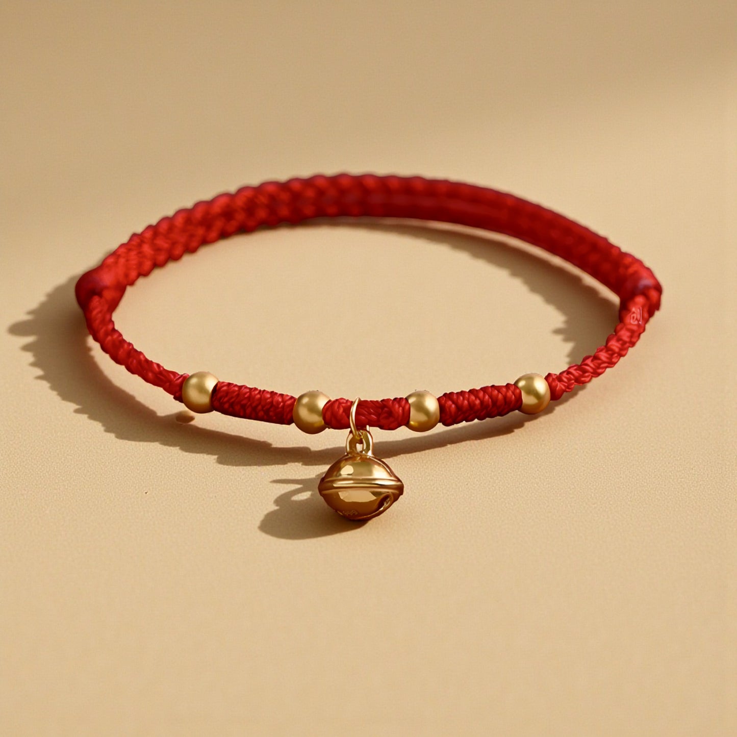24k Pure 999 Gold Beads Bell Red Rope Braided Bracelet Men and Women Couple Good Luck Bracelet