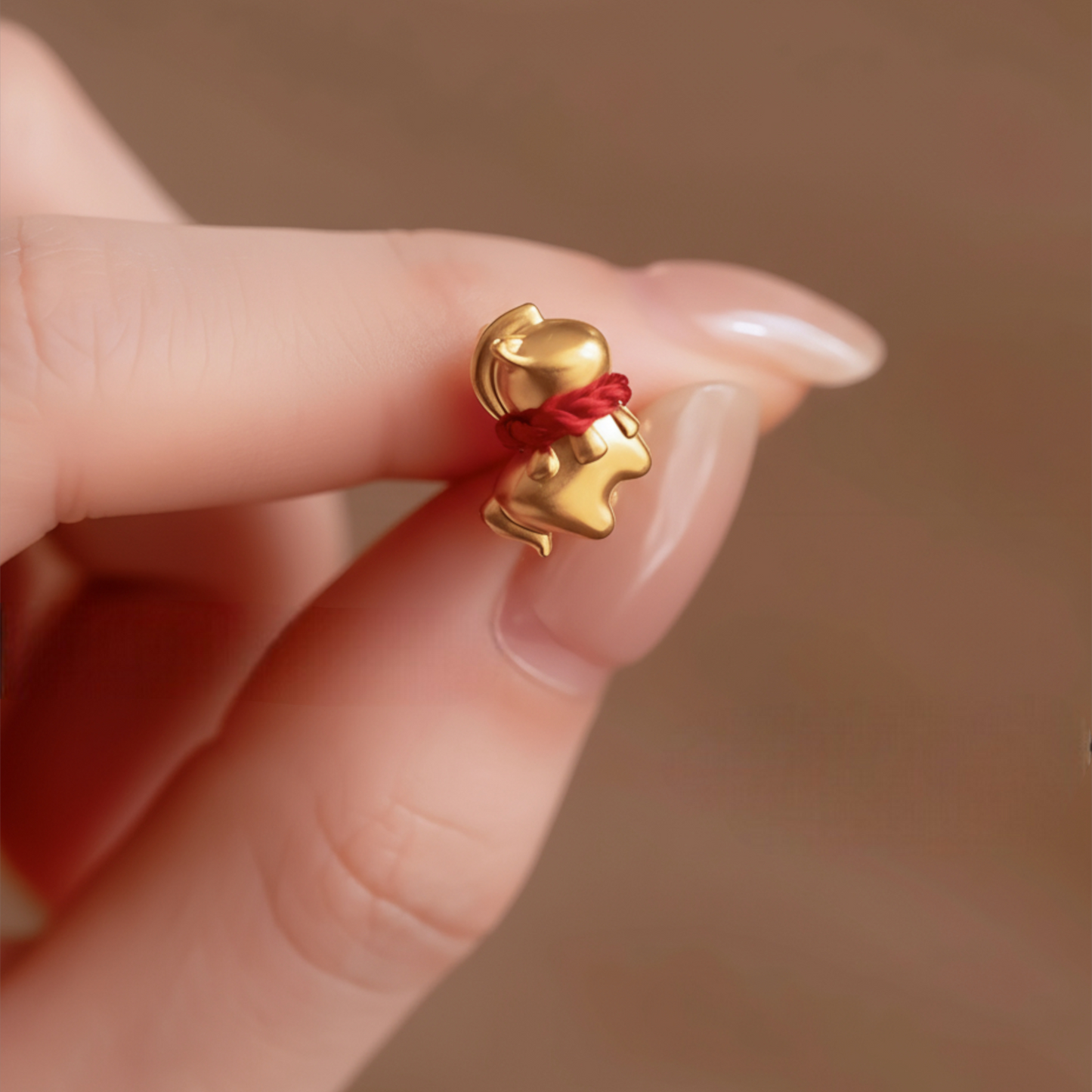 24k Pure 999 Gold Year of Horse Zodic Lucky Charm with Red Rope Bracelet