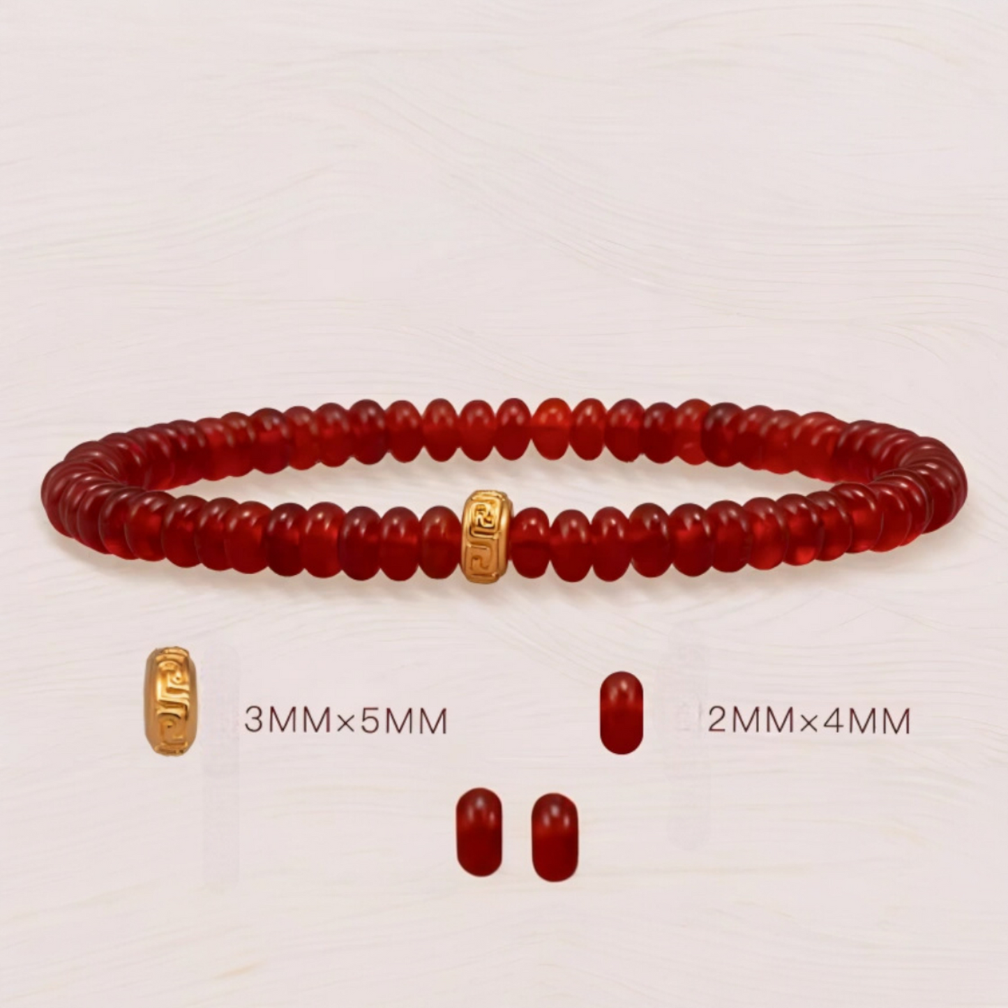 24k Pure 999 Gold Bead Lucky Charm Red Agate Crystal Bracelet