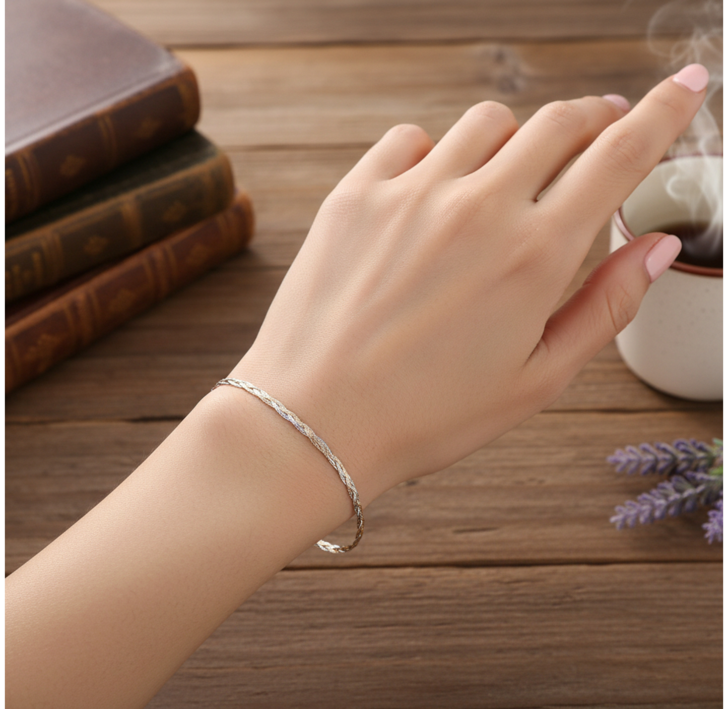 Genuine 18K Yellow Gold Multi-Strand Tri-Color Braided Snake Chain Bracelet