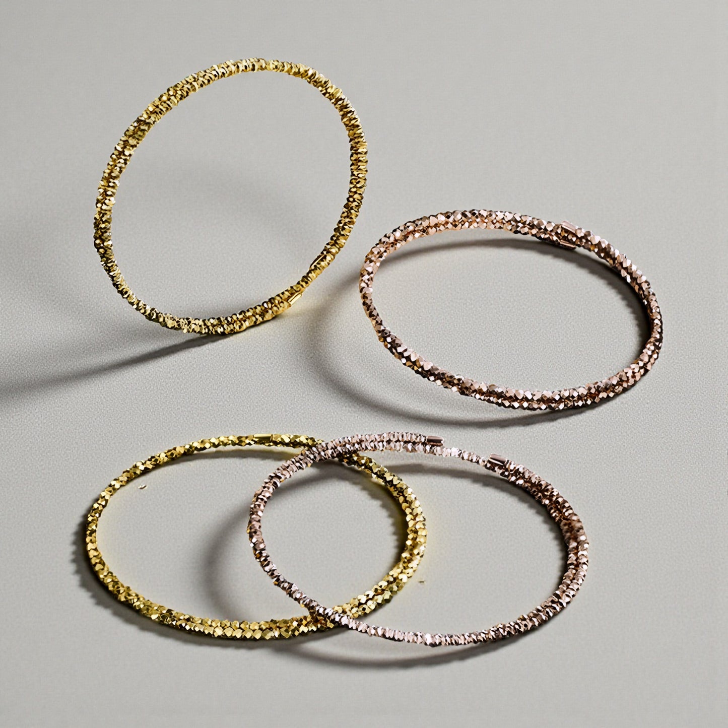 18K Yellow Gold Rose Gold Elastic Soft Beads Elegant Bracelet