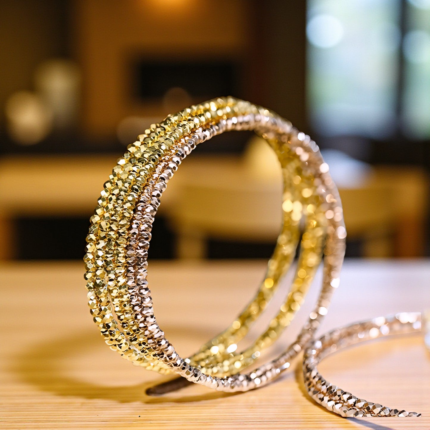 18K Yellow Gold Rose Gold Elastic Soft Beads Elegant Bracelet