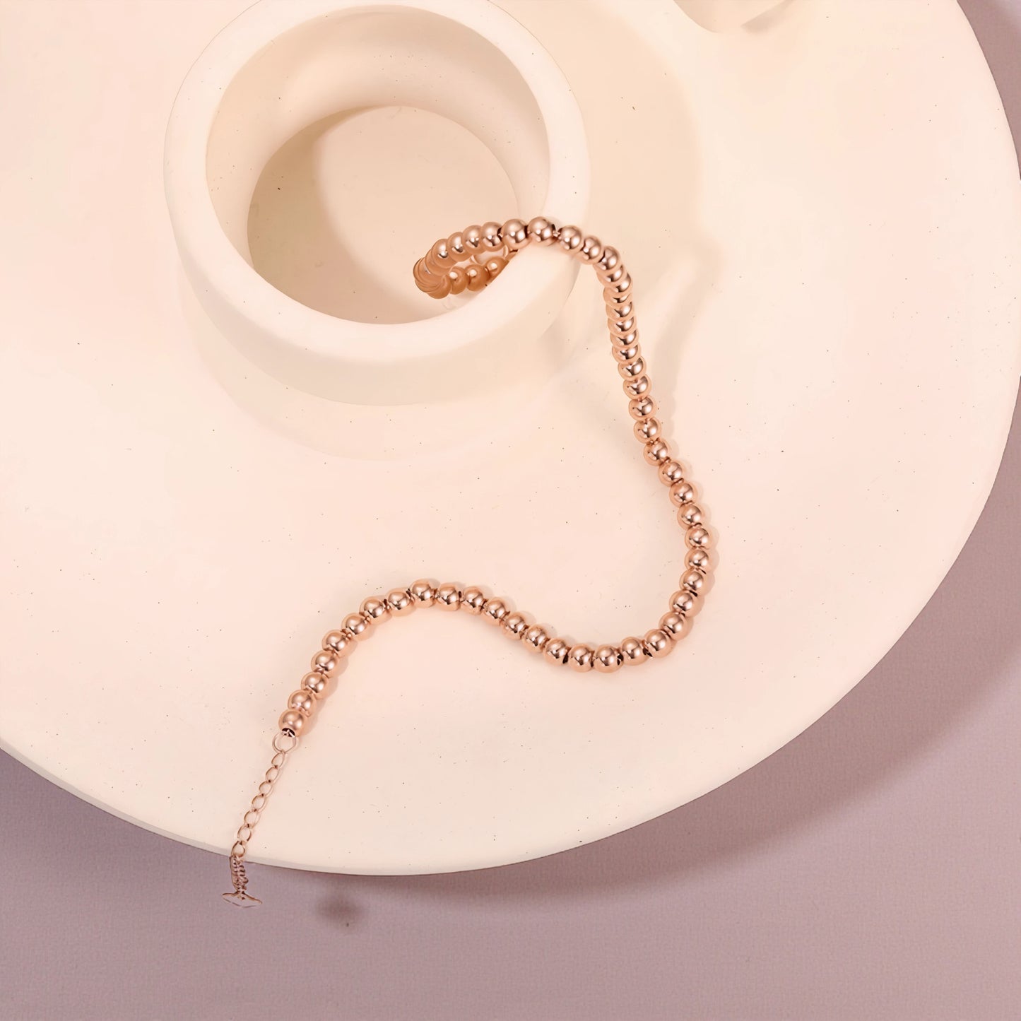 Genuine 18K Yellow Gold Rose Gold Beads Minimal Bracelet