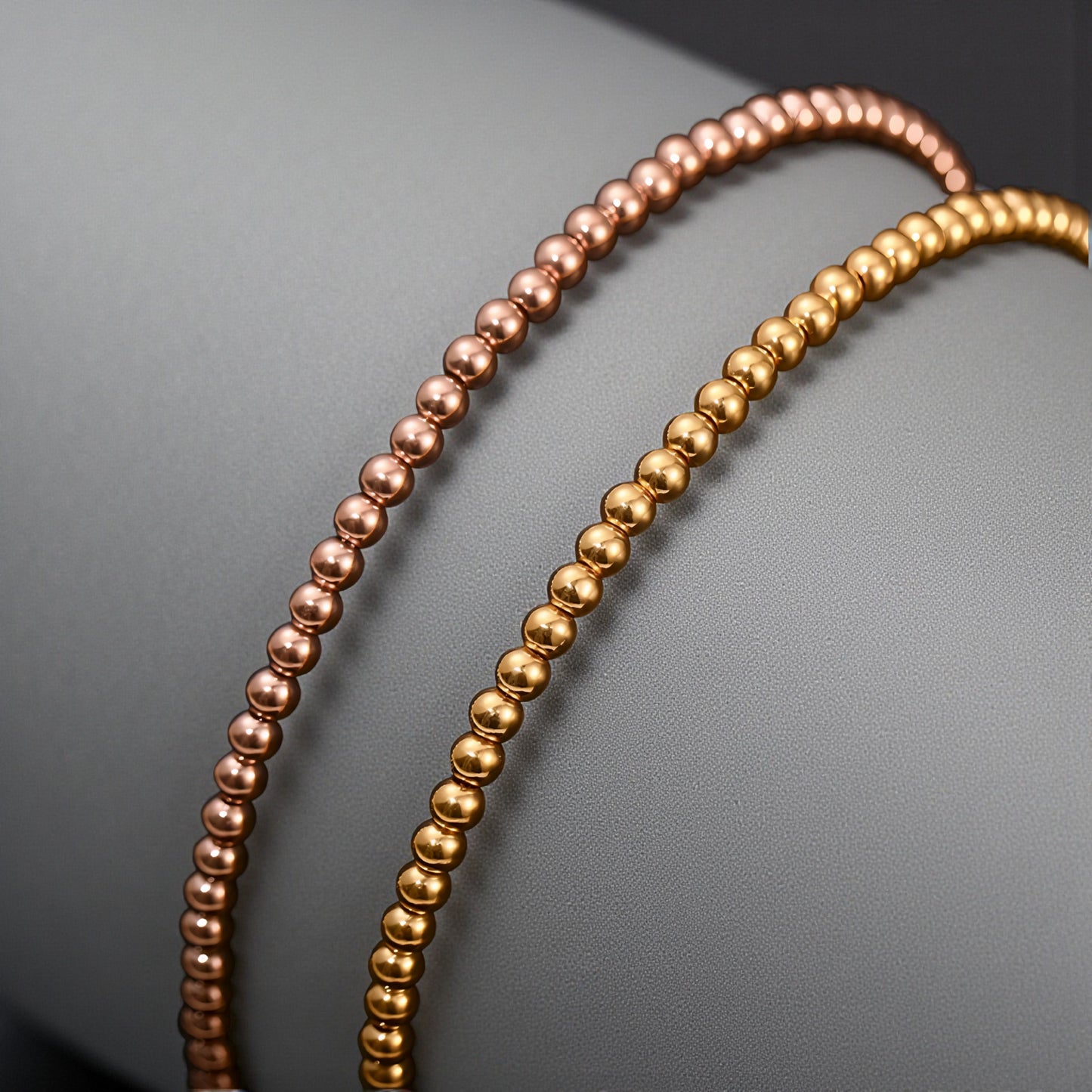 Genuine 18K Yellow Gold Rose Gold Beads Minimal Bracelet