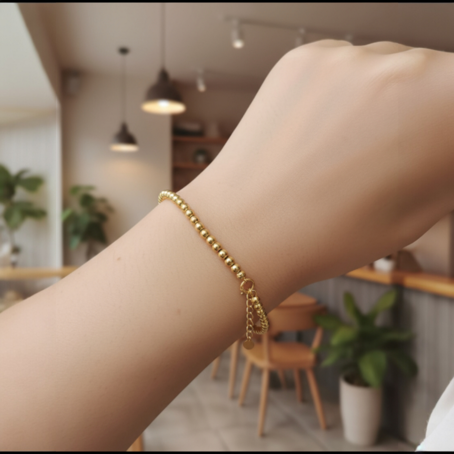 Genuine 18K Yellow Gold Rose Gold Beads Minimal Bracelet
