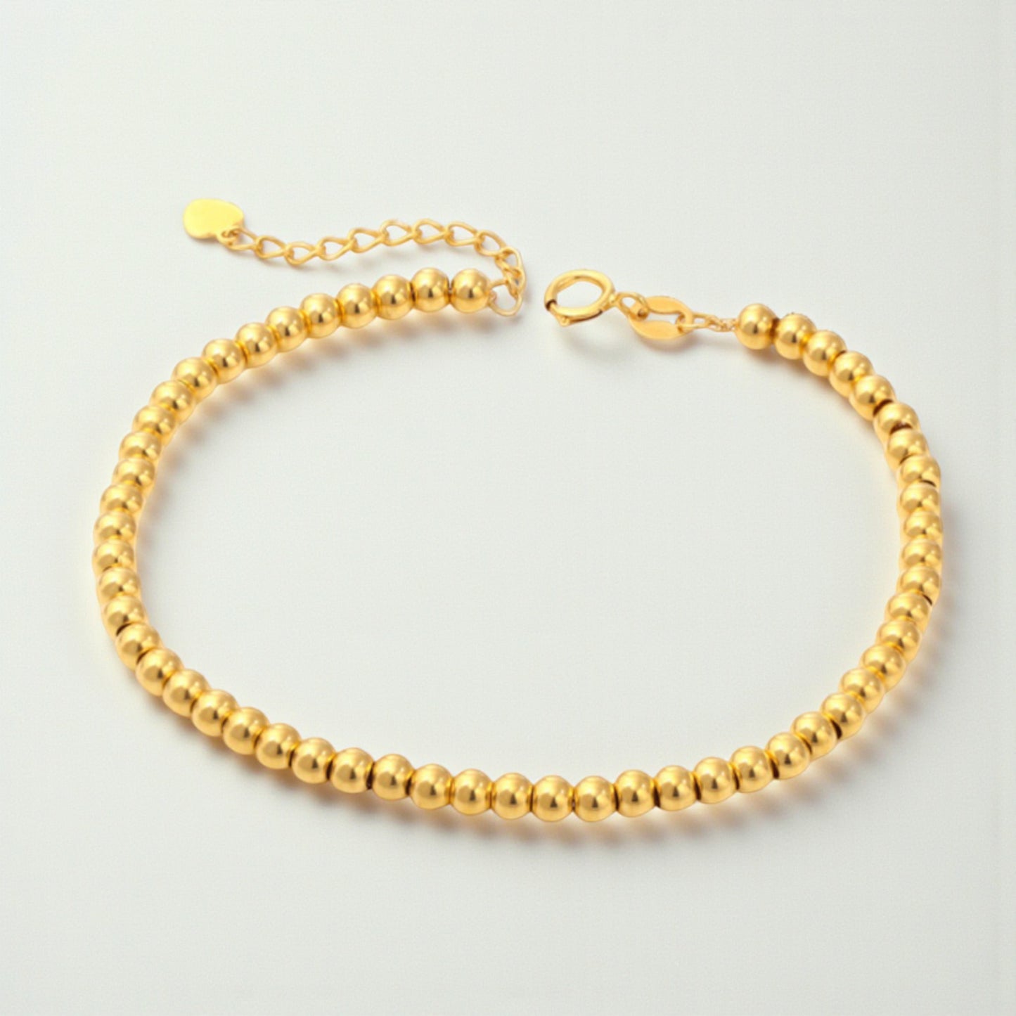 Genuine 18K Yellow Gold Rose Gold Beads Minimal Bracelet