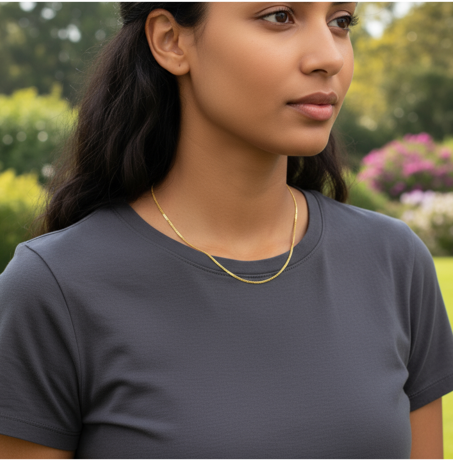 Genuine 18K Gold Solid Chopin Necklace Chain Suitable for Men and Women