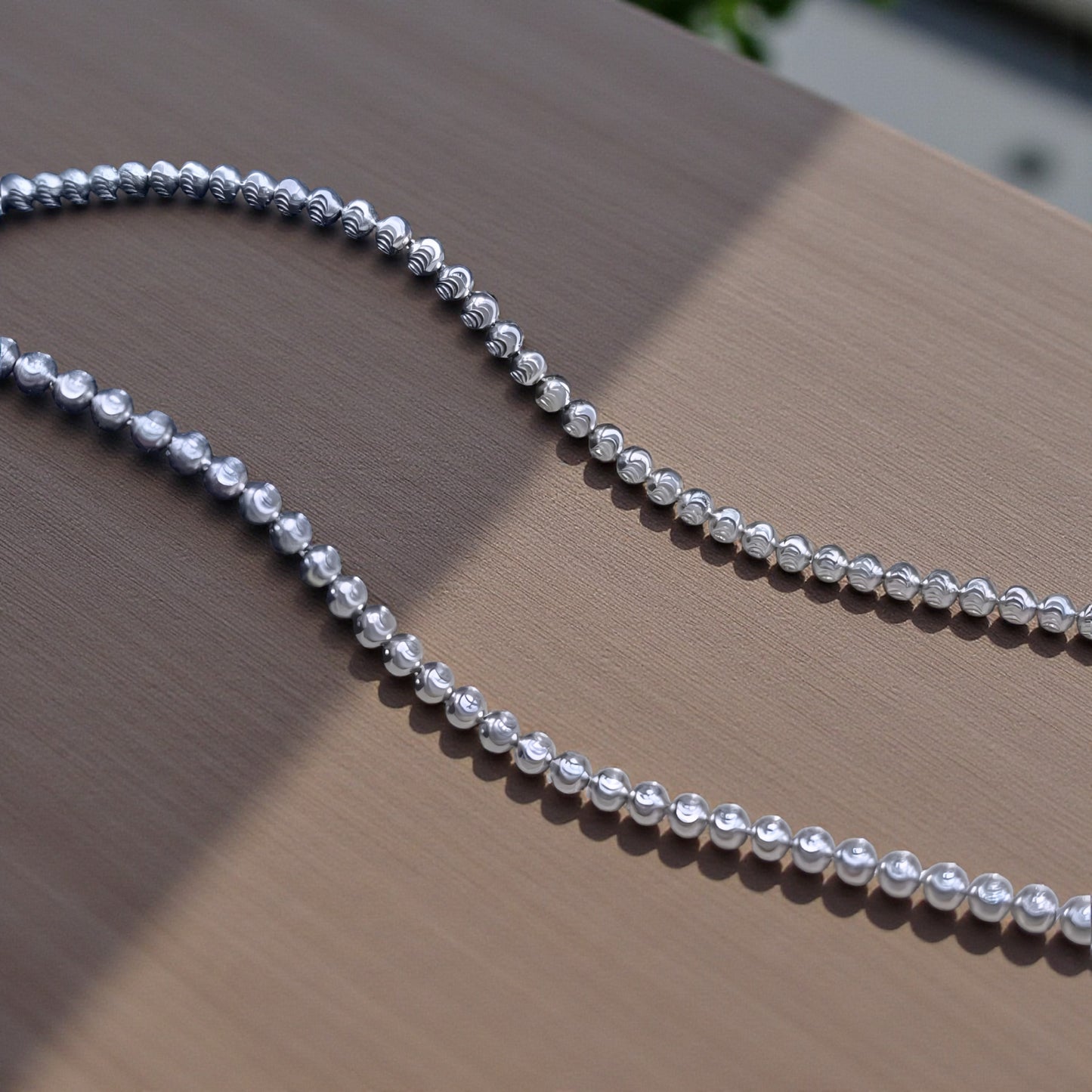 18K White Gold Rose Yellow Gold Patterned Beads Adjustable Necklace Chain