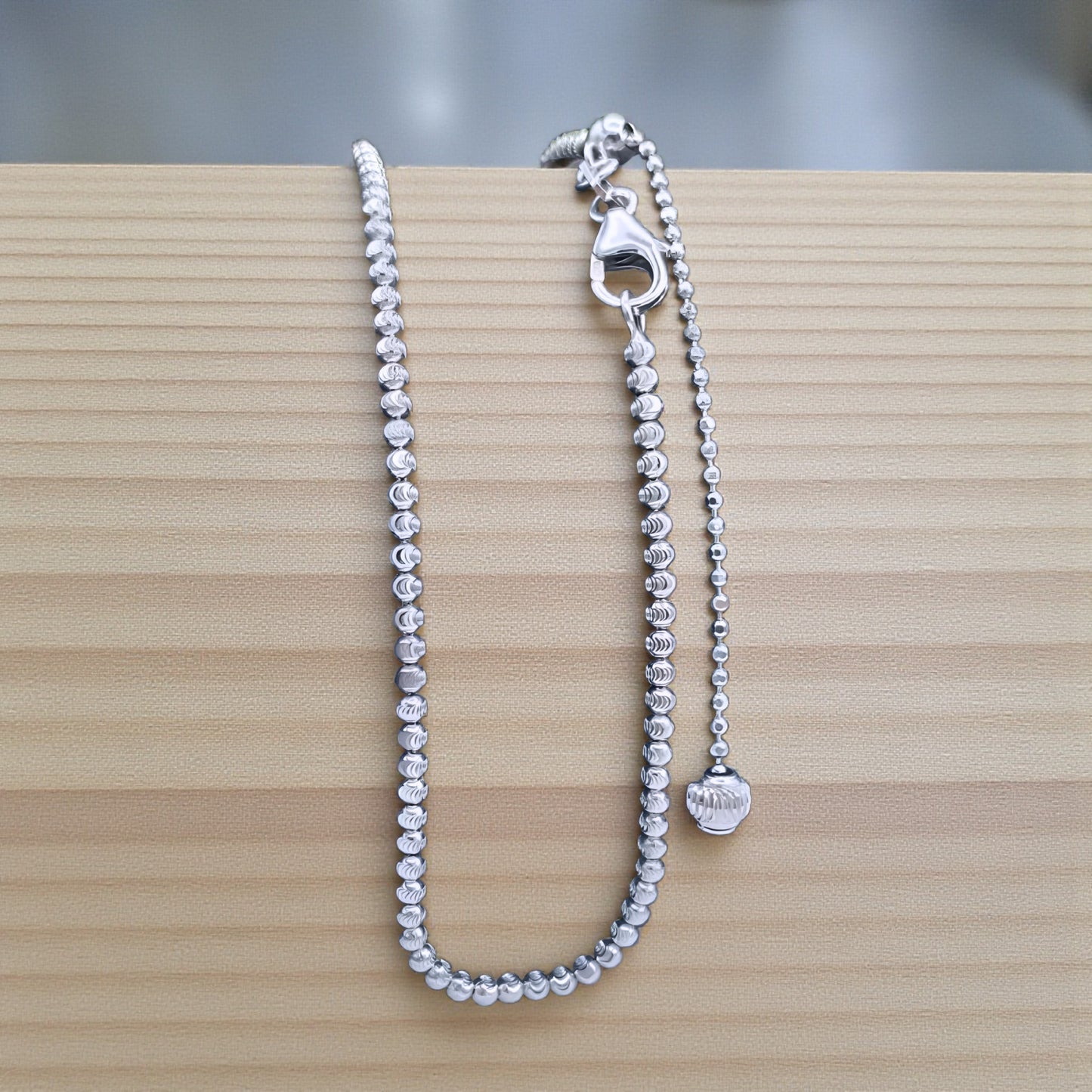 18K White Gold Rose Yellow Gold Patterned Beads Adjustable Necklace Chain