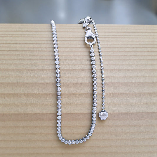 18K White Gold Rose Yellow Gold Patterned Beads Adjustable Necklace Chain