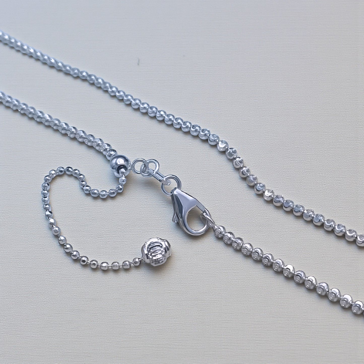 18K White Gold Rose Yellow Gold Patterned Beads Adjustable Necklace Chain