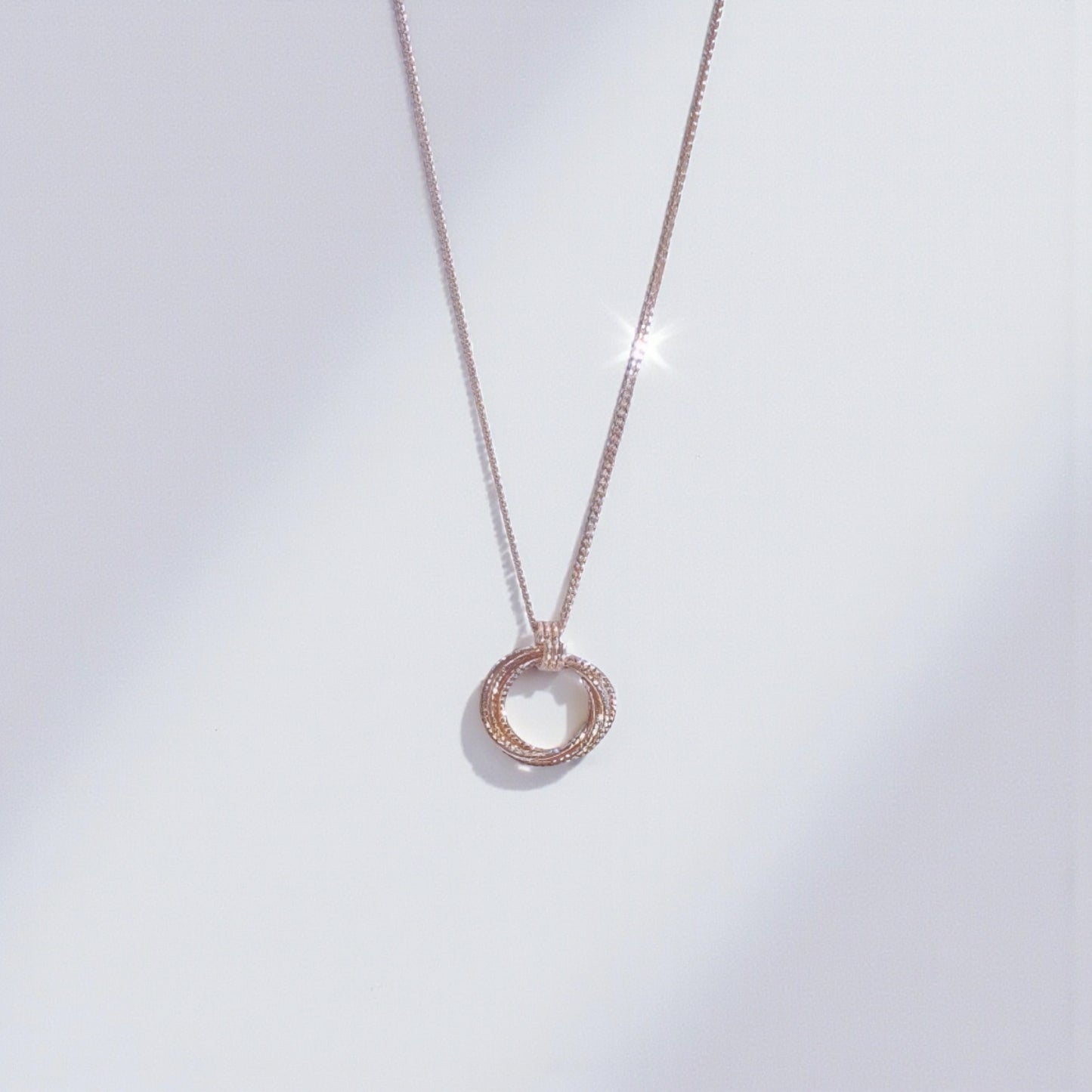 18K Rose Gold Layered Circular Loop Pendant Necklace