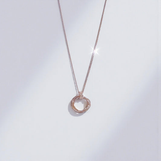 18K Rose Gold Layered Circular Loop Pendant Necklace