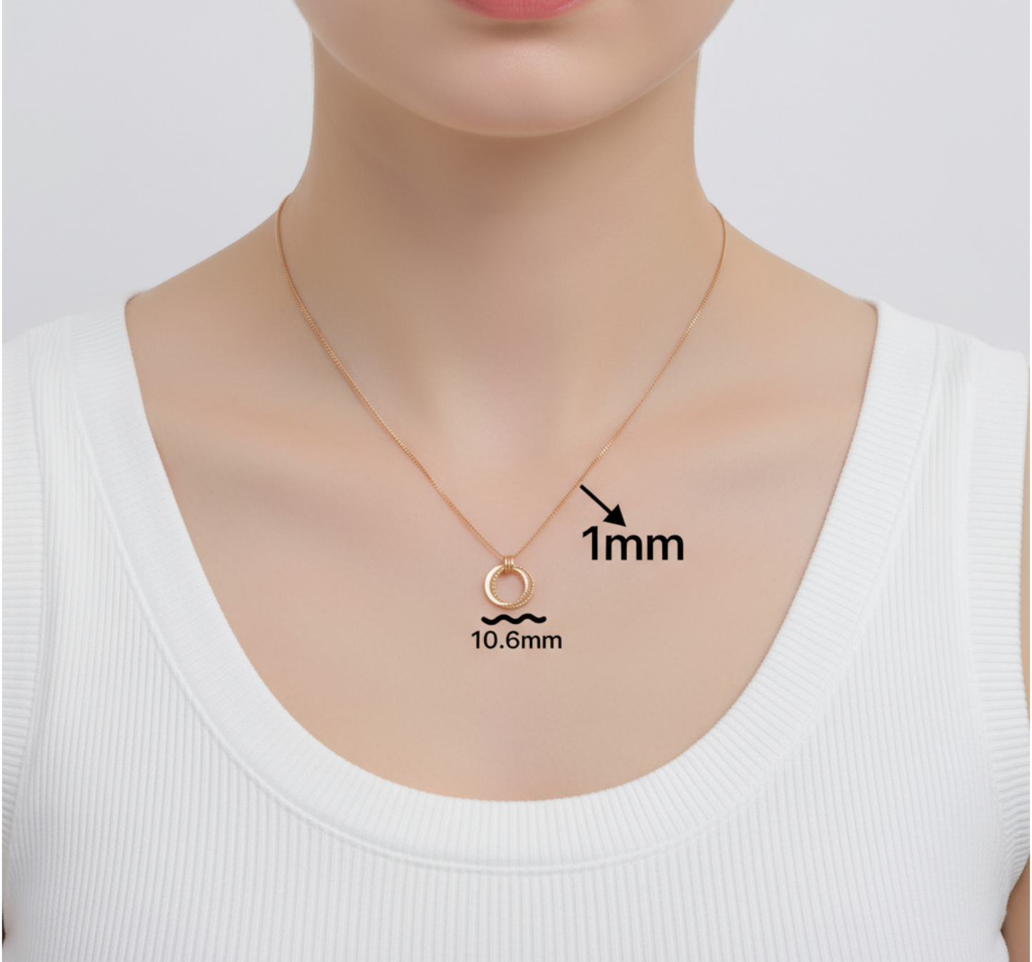 18K Rose Gold Layered Circular Loop Pendant Necklace