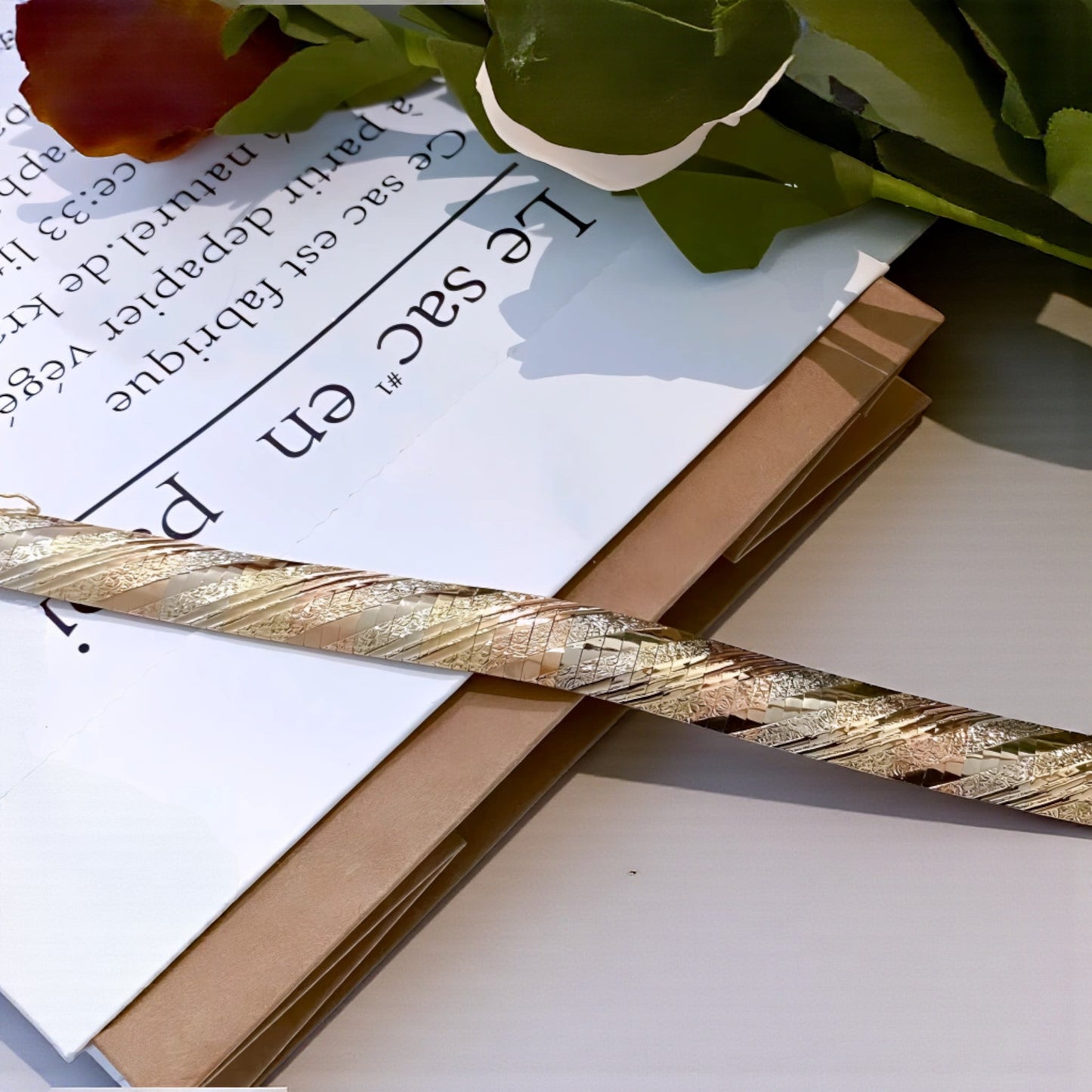 Genuine 18K Tri-Color Luxury Soft Bangle Cuff Bracelet