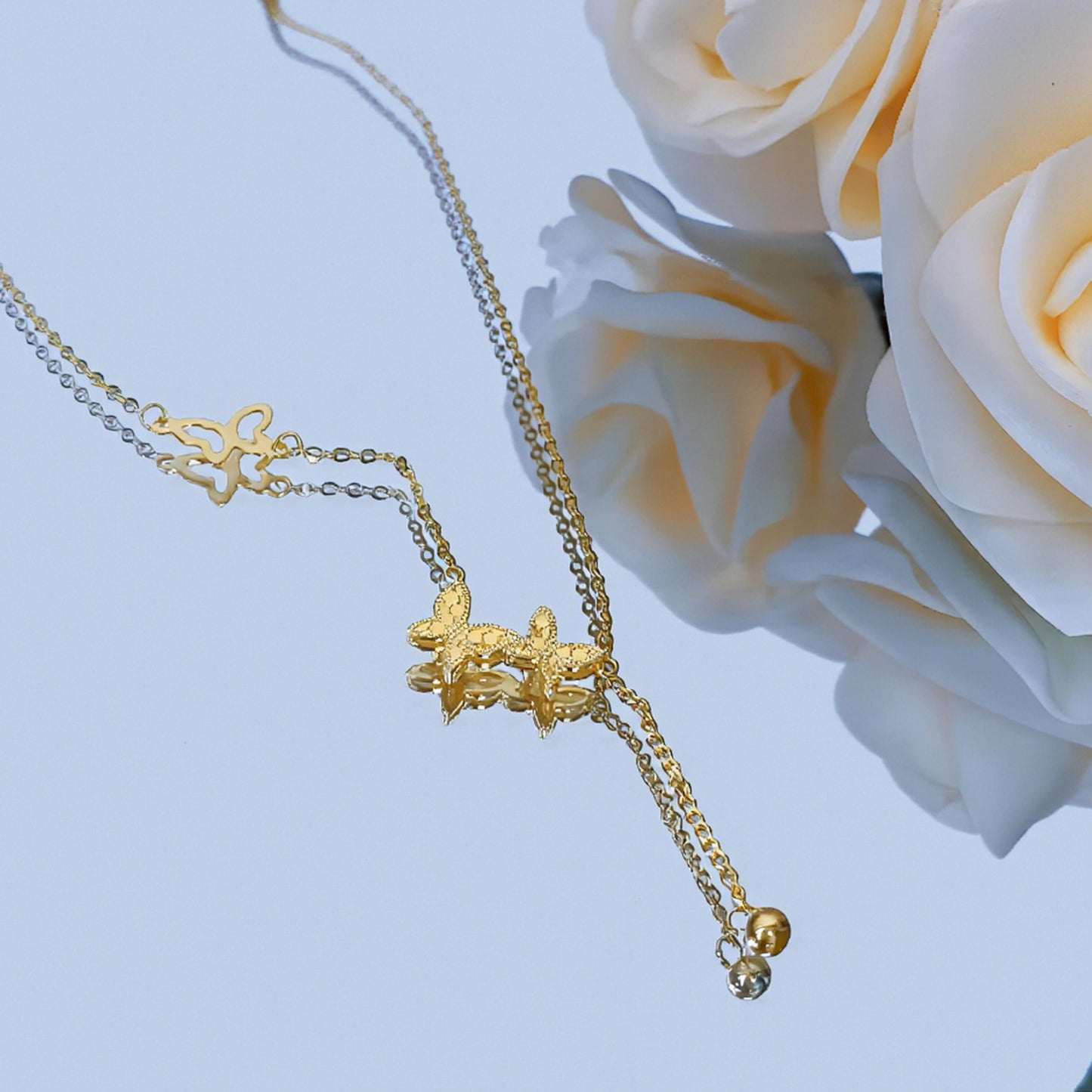 18K Gold Butterfly Pendant Necklace