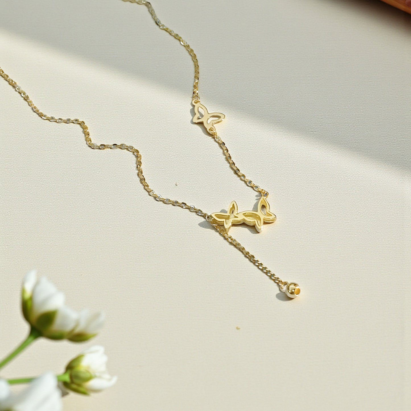 18K Gold Butterfly Pendant Necklace