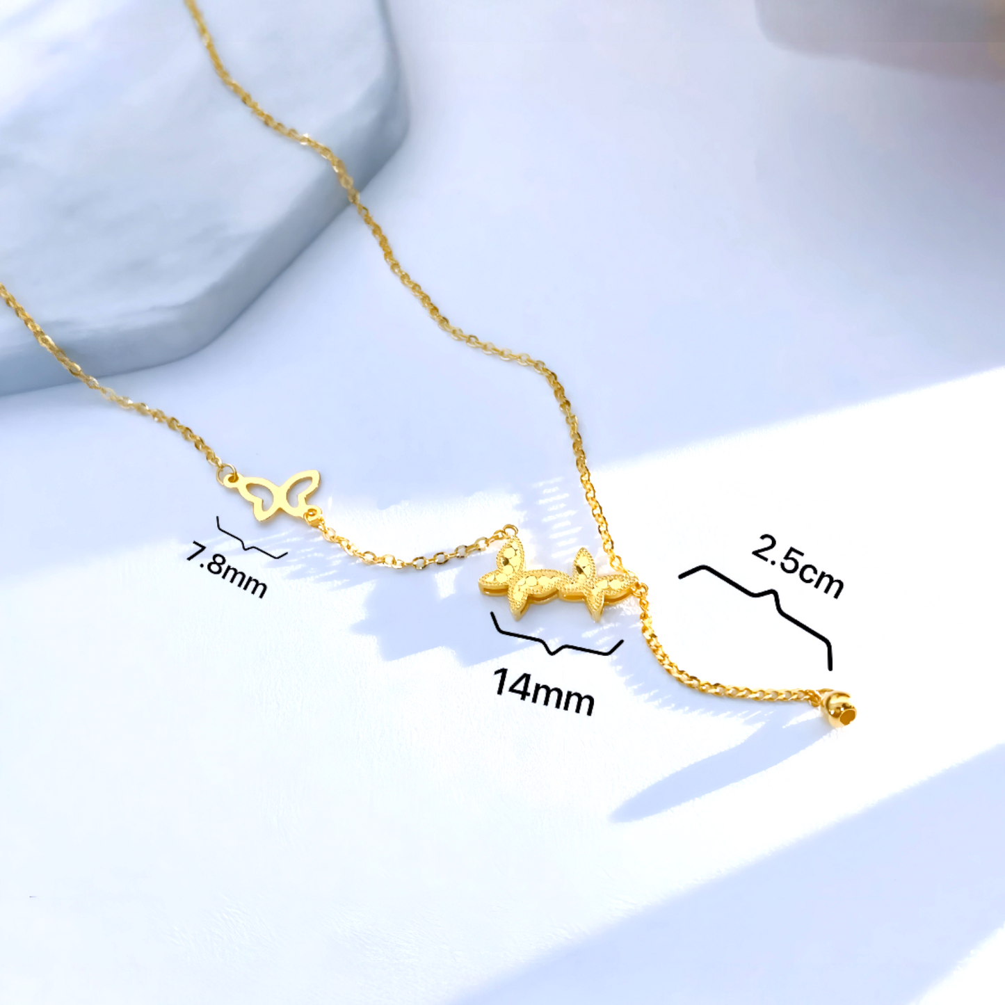 18K Gold Butterfly Pendant Necklace