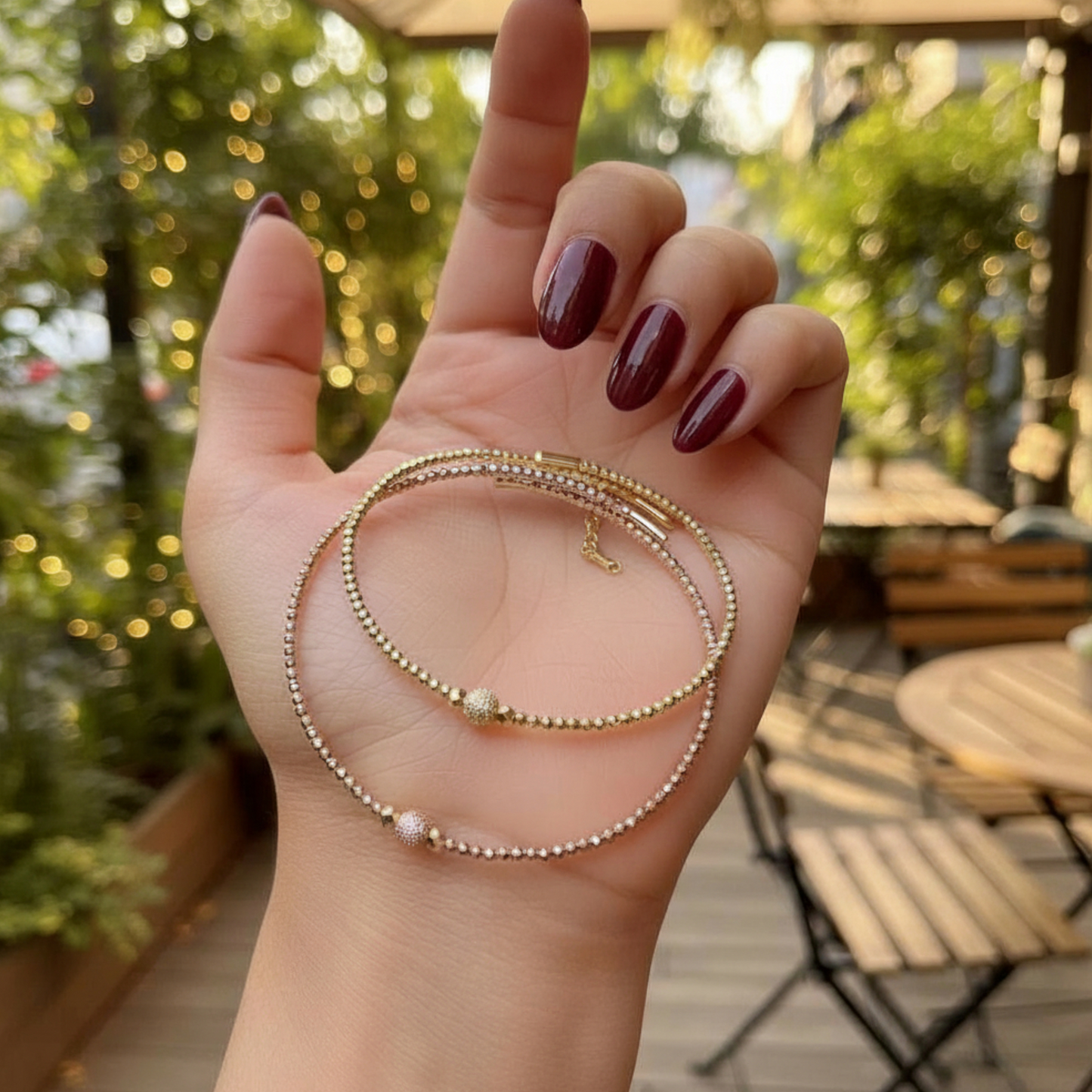 18K Yellow Gold Rose Gold Elastic Disco Beads Strand Soft Bracelet
