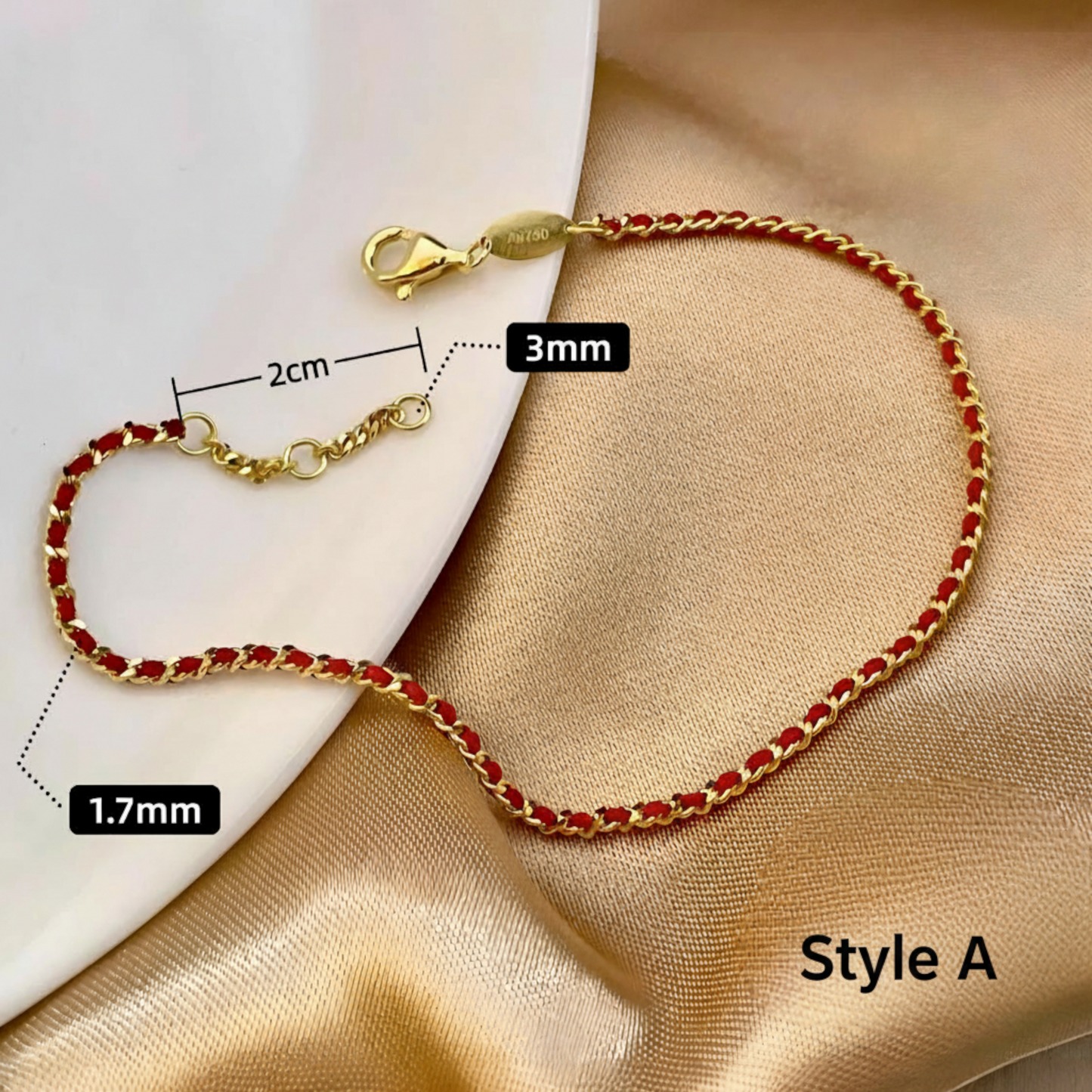 18K Gold Chinese Coin Bring Wealth Lucky Red Braided Bracelet