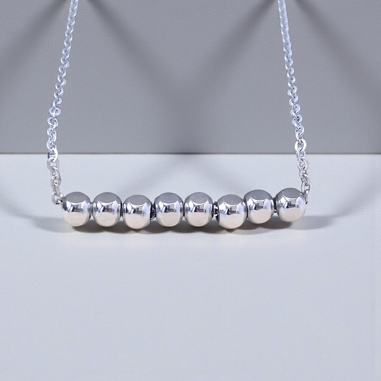 Pt950 Platinum Round Beads Minimal Pendant Necklace