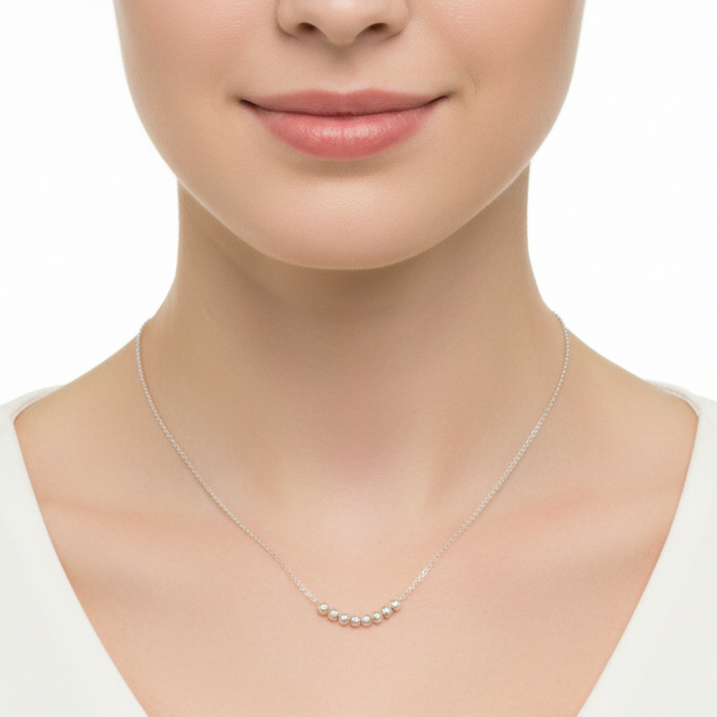 Pt950 Platinum Round Beads Minimal Pendant Necklace