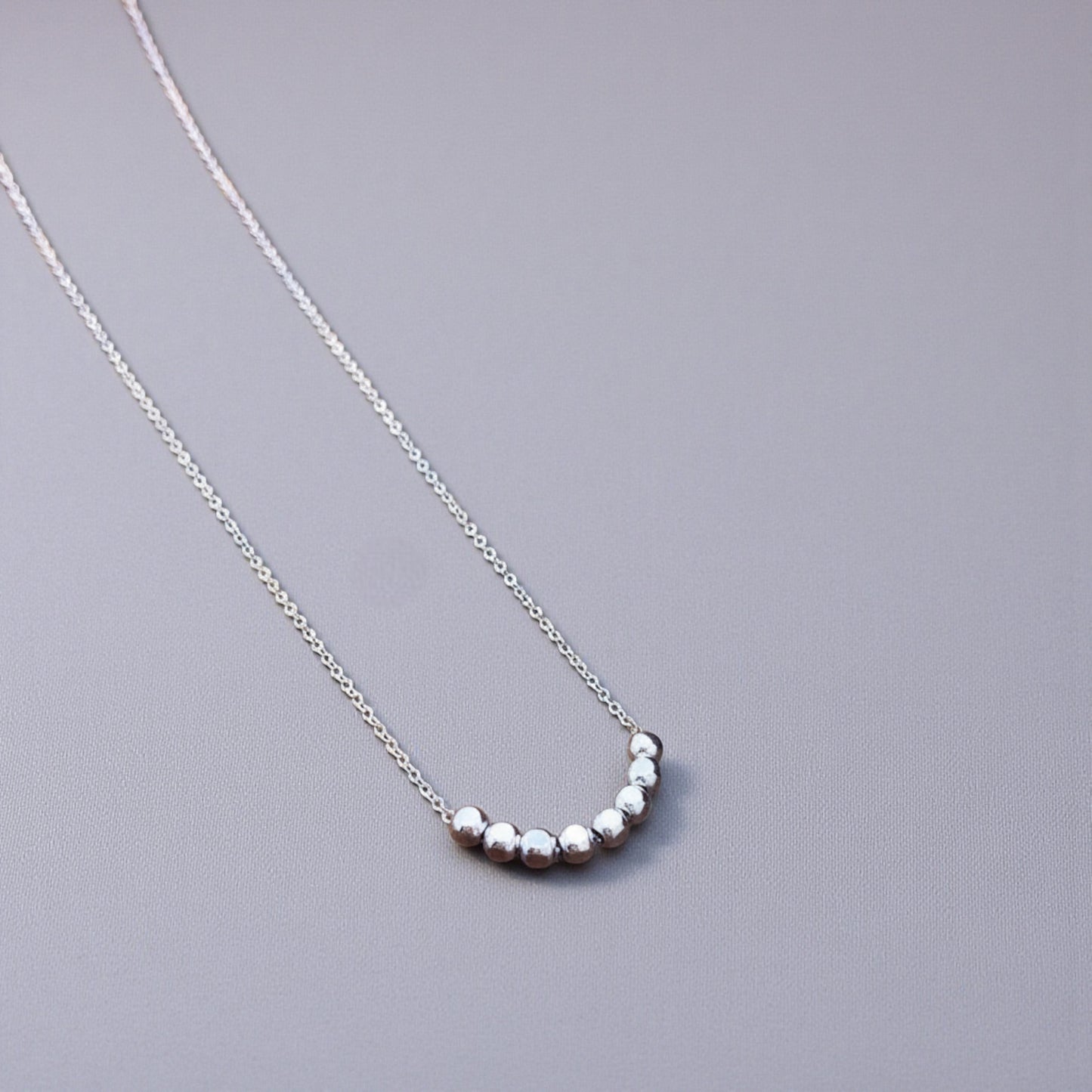 Pt950 Platinum Round Beads Minimal Pendant Necklace
