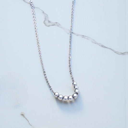 Pt950 Platinum Round Beads Minimal Pendant Necklace