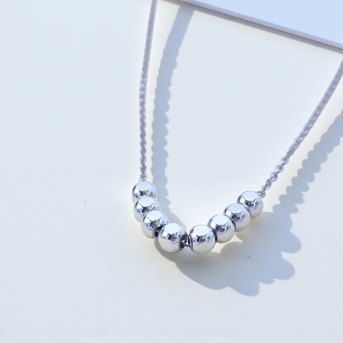 Pt950 Platinum Round Beads Minimal Pendant Necklace