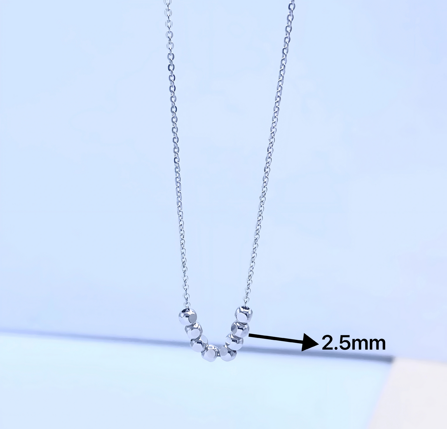 Pt950 Platinum Round Beads Minimal Pendant Necklace