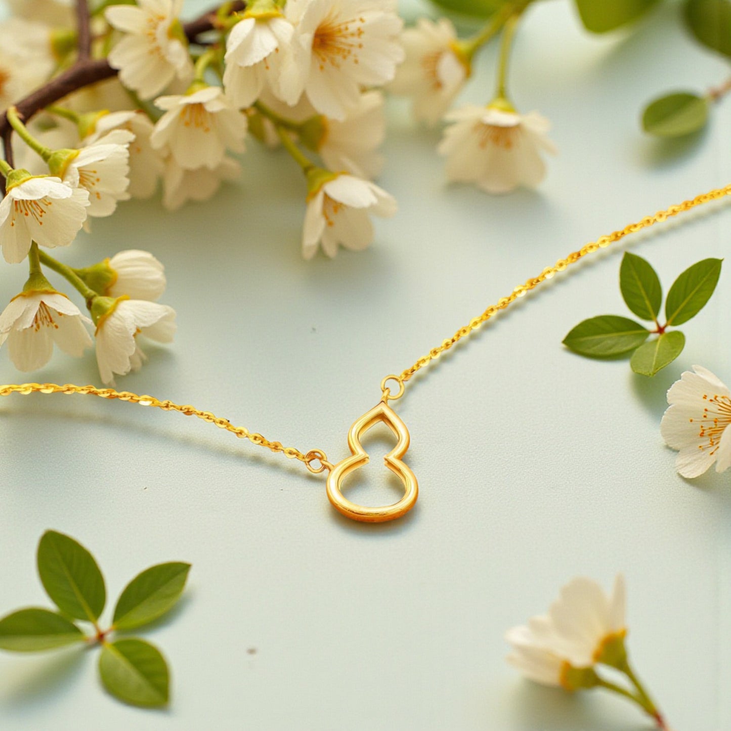 18K Gold Luck Lucky Gourd Pendant Necklace