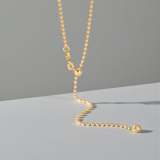 Genuine 18K Yellow Rose White Multi Gold Adjustable Beads Necklace Chain